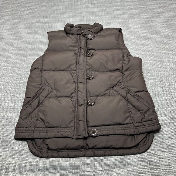 J Crew Women Puffer Vest Medium Down Fill Full Zip Button Up Casual Hike Quilted - Picture 1 of 9